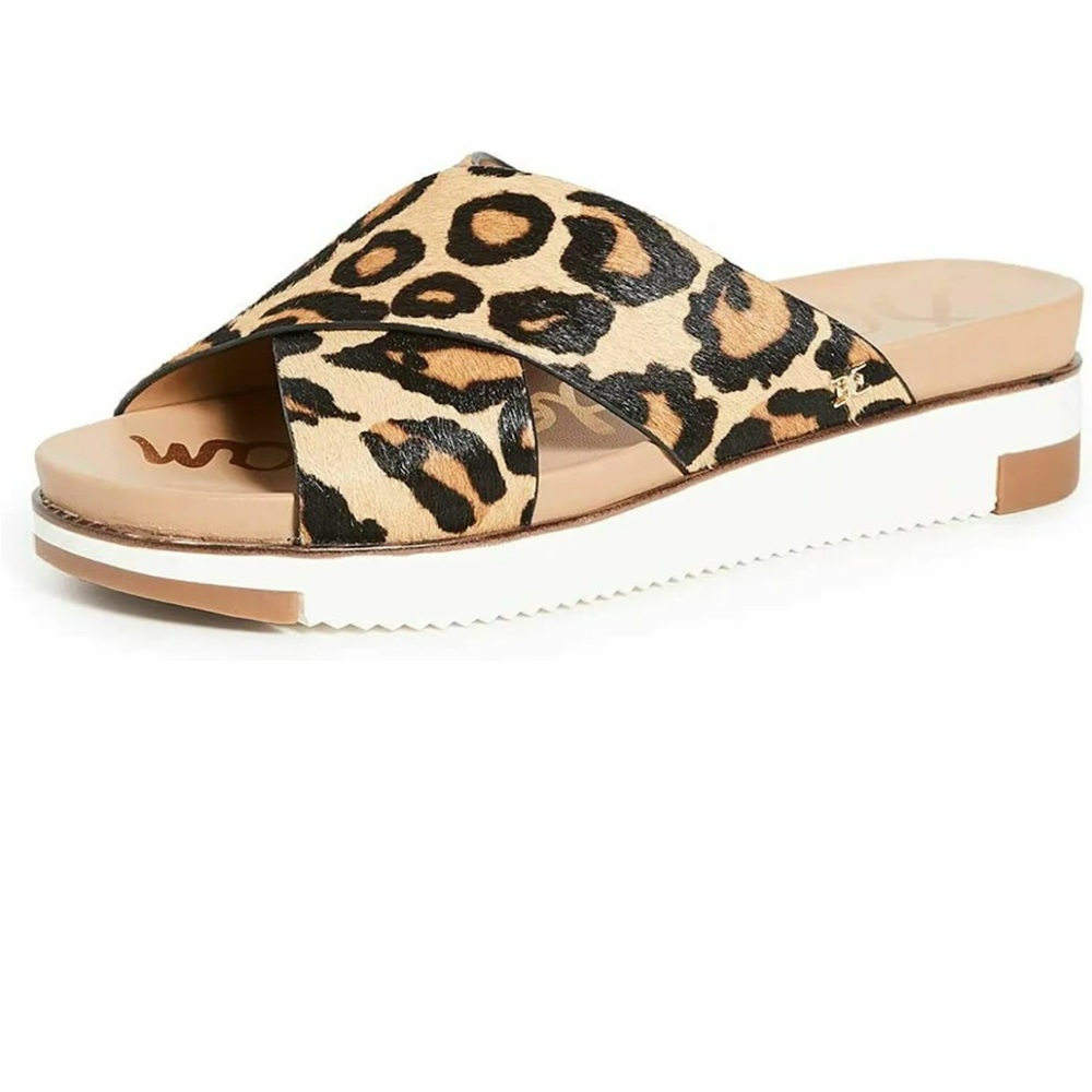 Women's Sam Edelman Audrea Slide Sandal Platform, Nude Leopard NIB Size 9